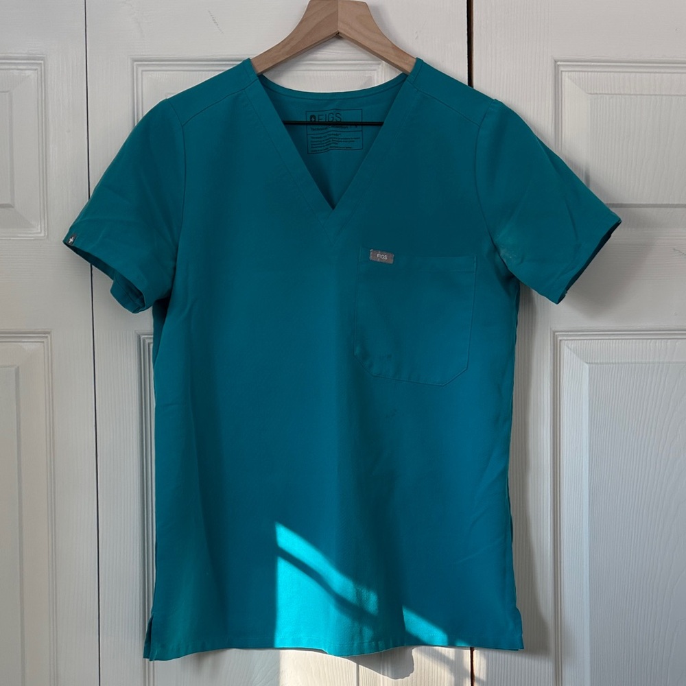 Figs Teal V-Neck Women's Scrub Top
